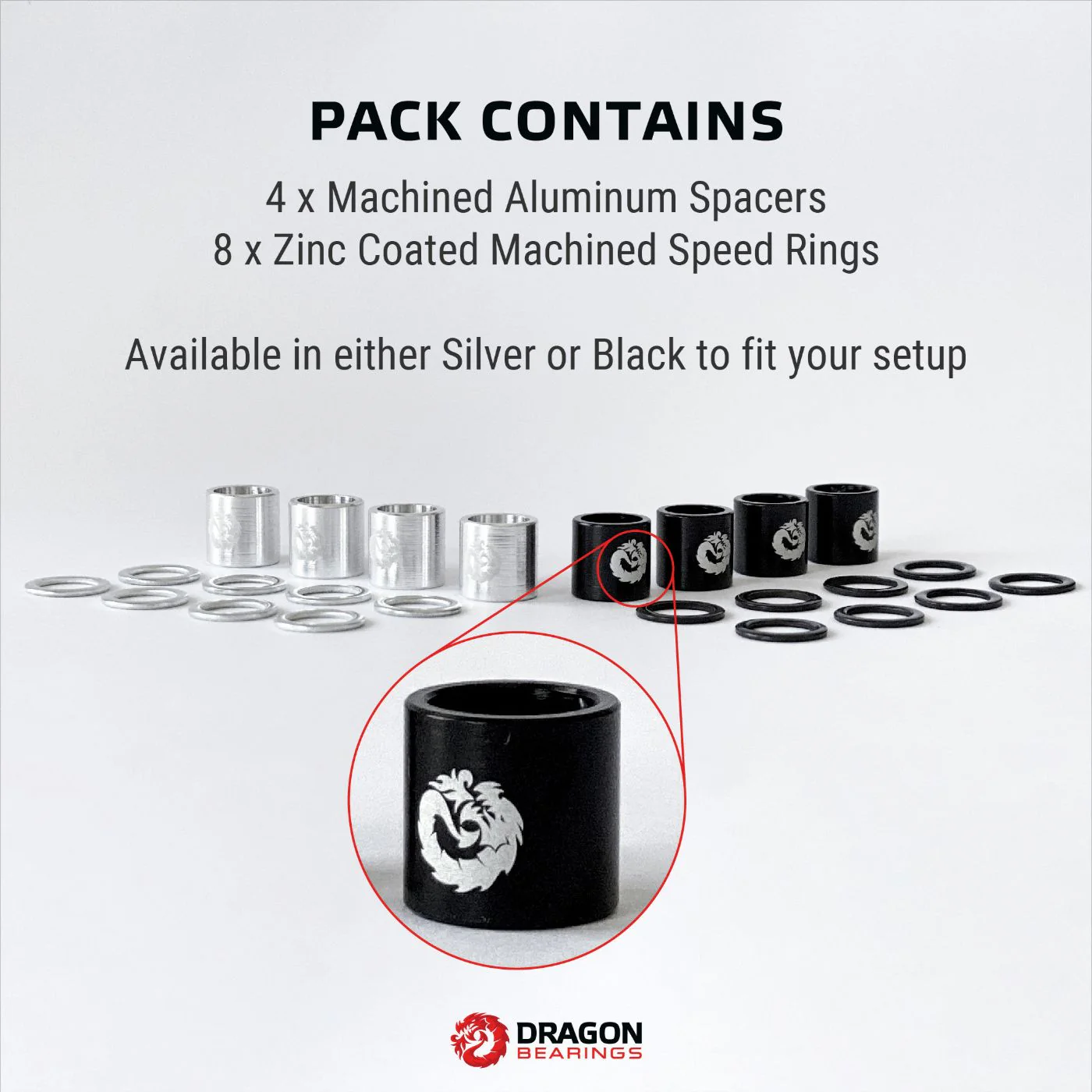 Fireball Dragon Bearing Spacers and Speed Rings, Silver - Image 5