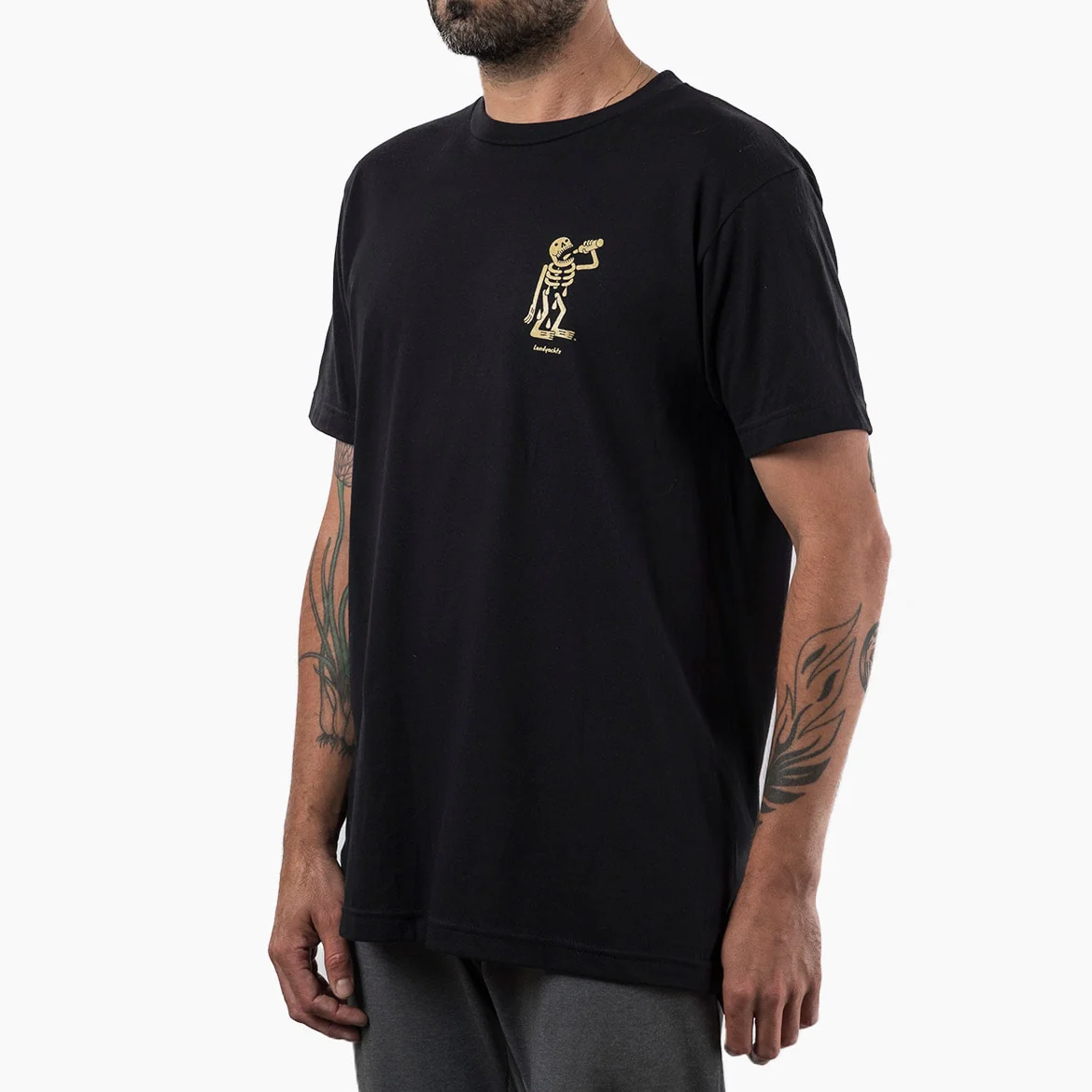 Landyachtz T-Shirt Thirsty Skeleton, Black - Image 3